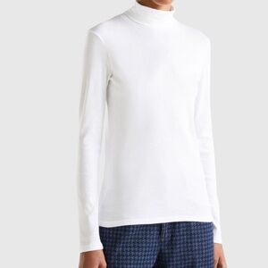 Croft Barrow Long Sleeve High Neck White Shirt Size S Extra Soft New With Tag